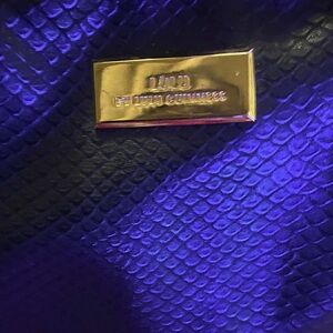 Lulu Guinness Black Textured Clutch with Gold Accent